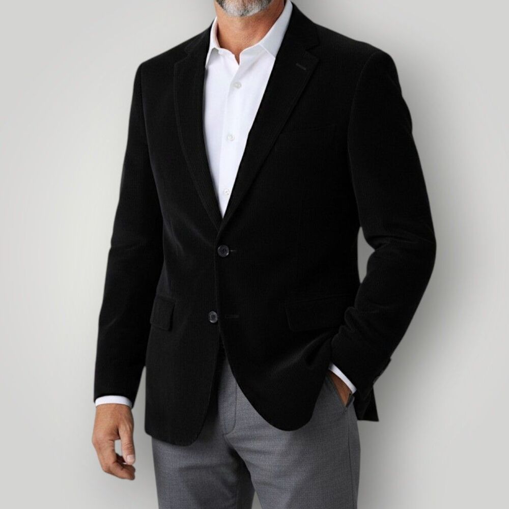 JOSEPH ABBOUD Men's Blazer Sport Coat Corduroy Two Button Jacket L (44R) Black